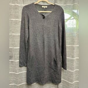 Vintage Charcoal Gray Italian Wool Blend Women's Cardigan with Button Accent